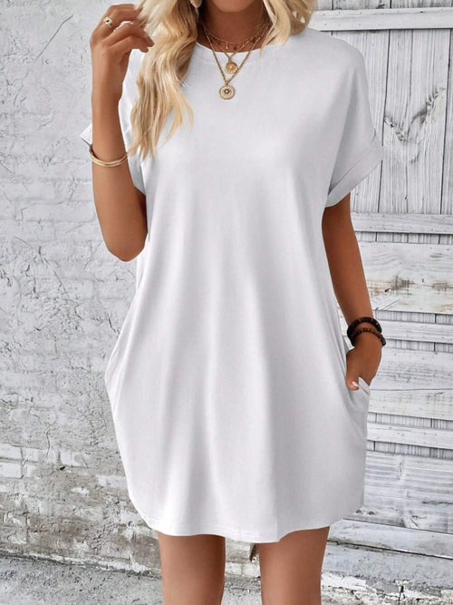 Women's Pocketed Round Sleeve Dress