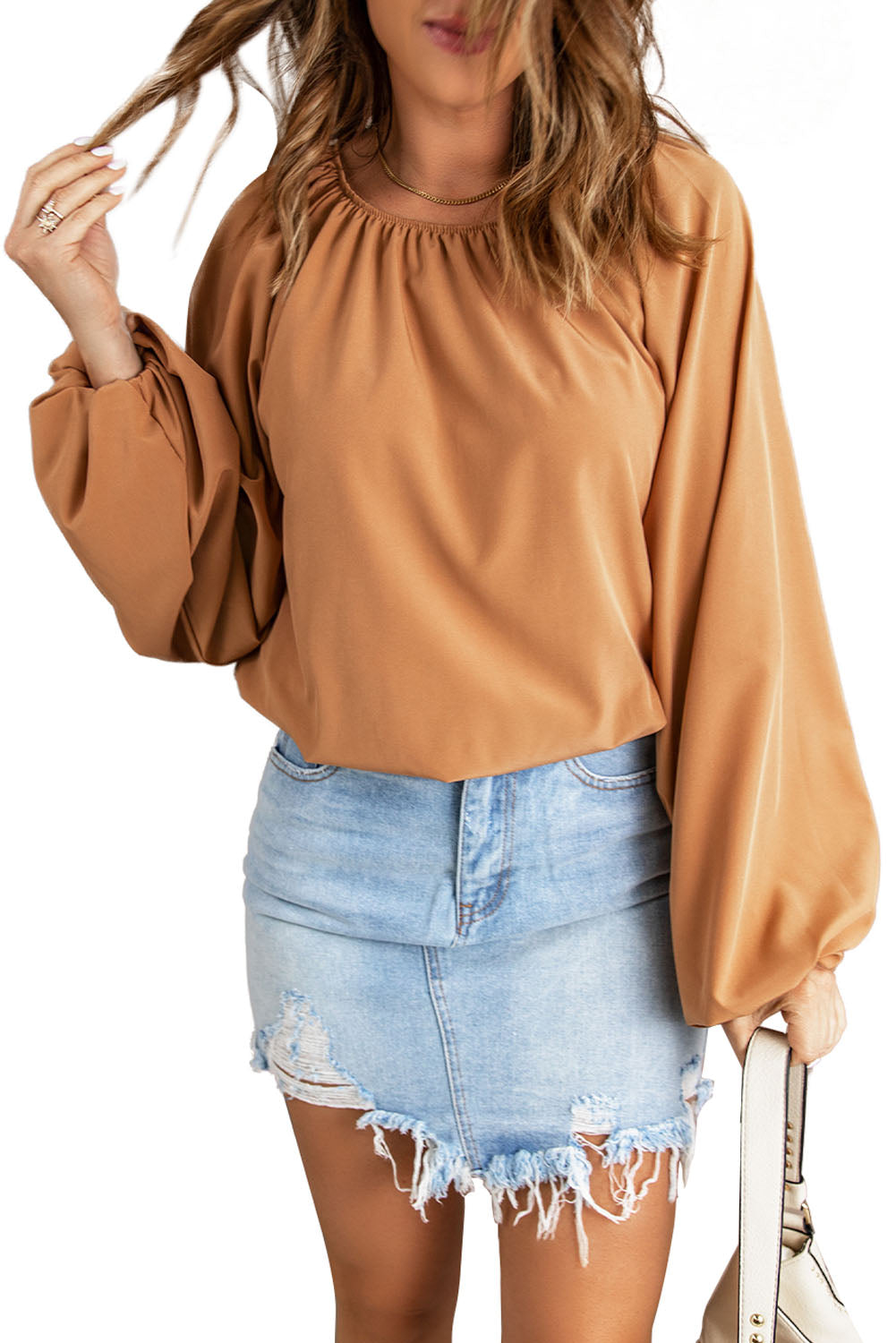 Lantern Sleeve Loose Blouse