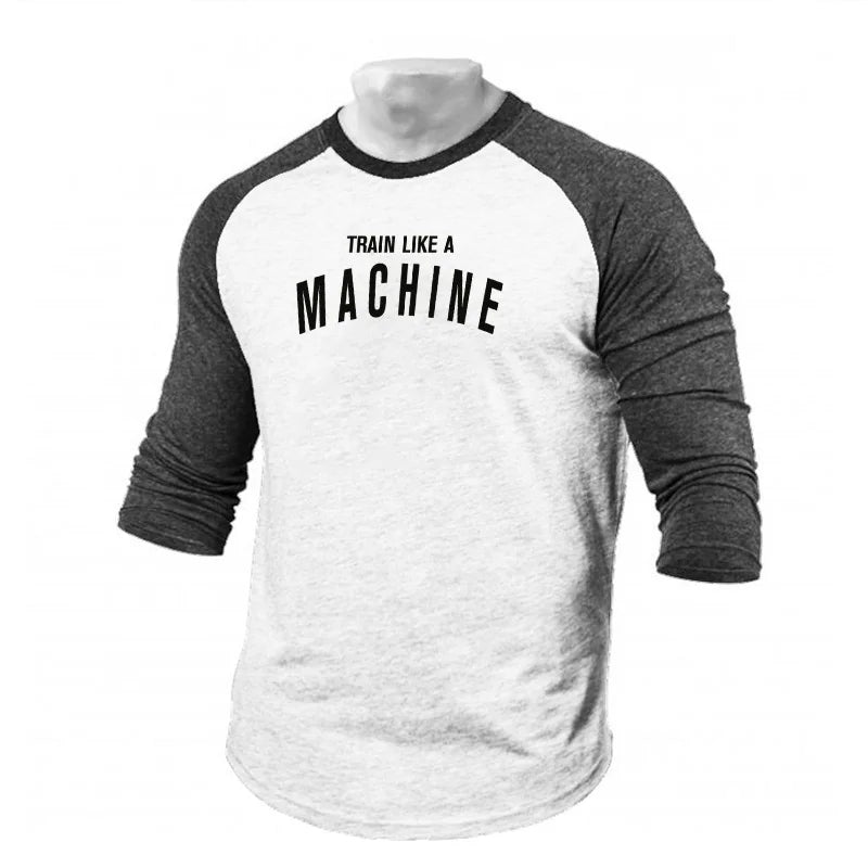 Mens Casual Brand Comfortable Sporting Clothing Print T-Shirt Autumn Pullover O-Neck Fashion TShirts Slim Fit 3/4 Sleeve TShirt