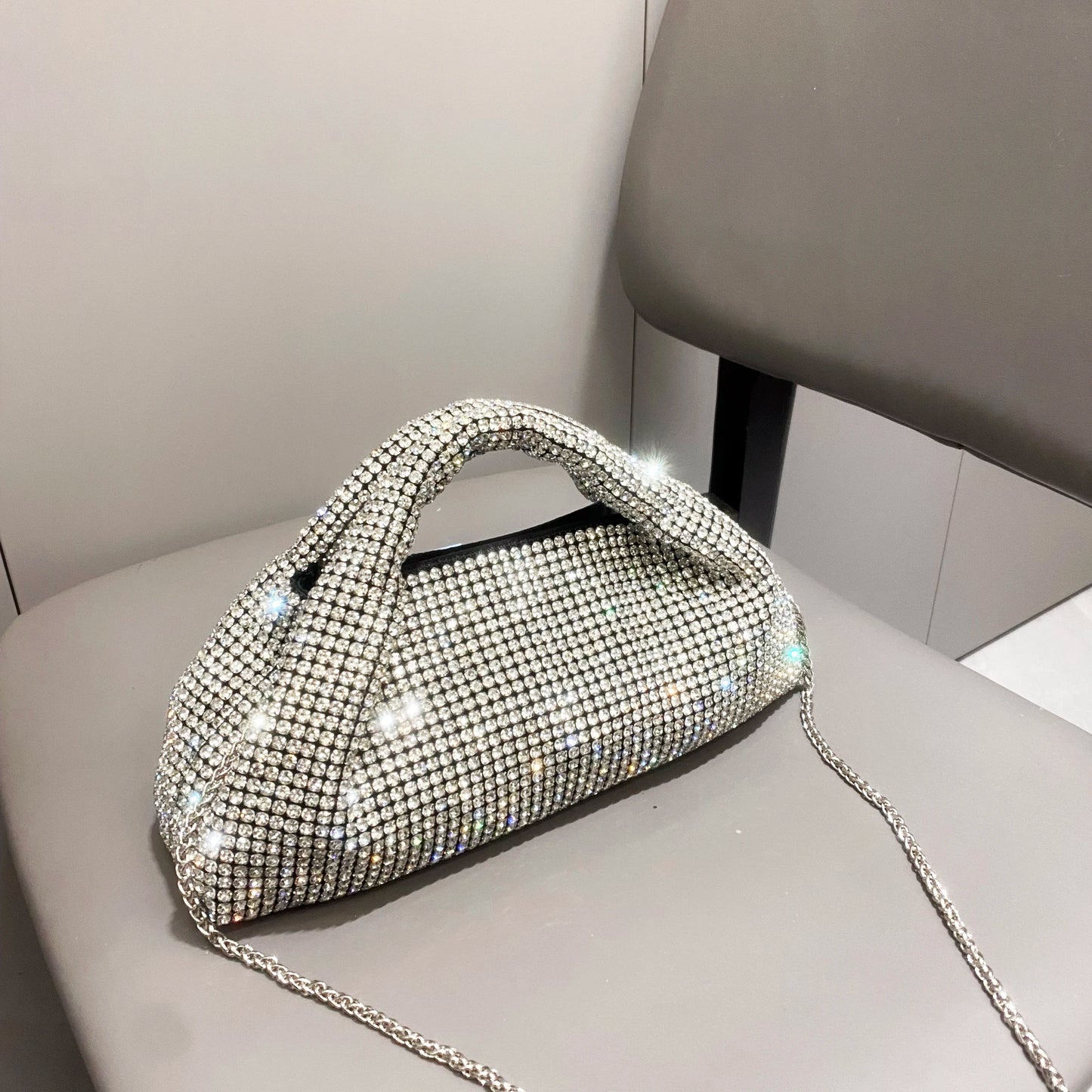 Shiny Crystal Clutch purse bucket Shoulder bag rhinestone Handmade purses and handbags luxury Designer Evening clutch Bag Purse