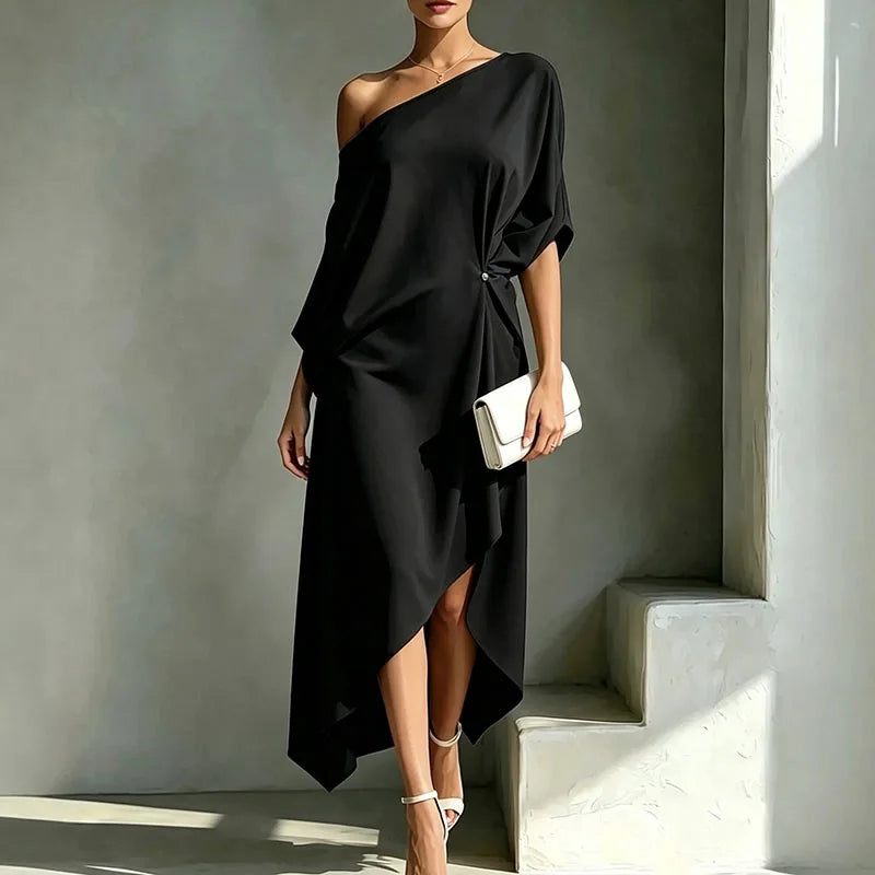 Women's One-Shoulder Midi Dress