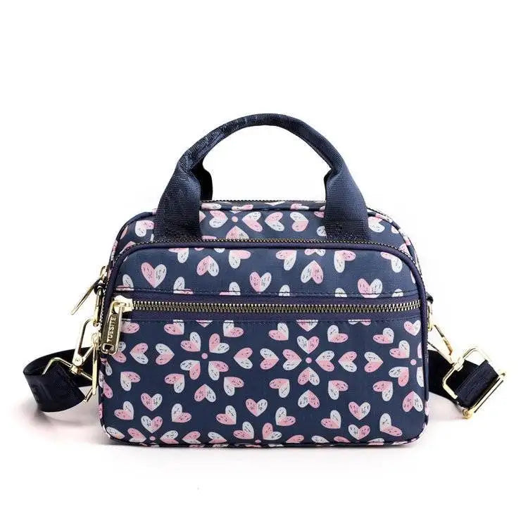 Floral Style Nylon Shoulder Handbag for Women