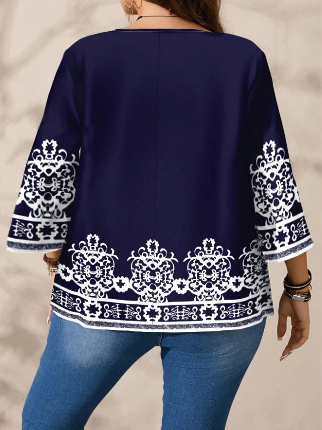 Women's BoHo Style Blouse with Beautiful Print.