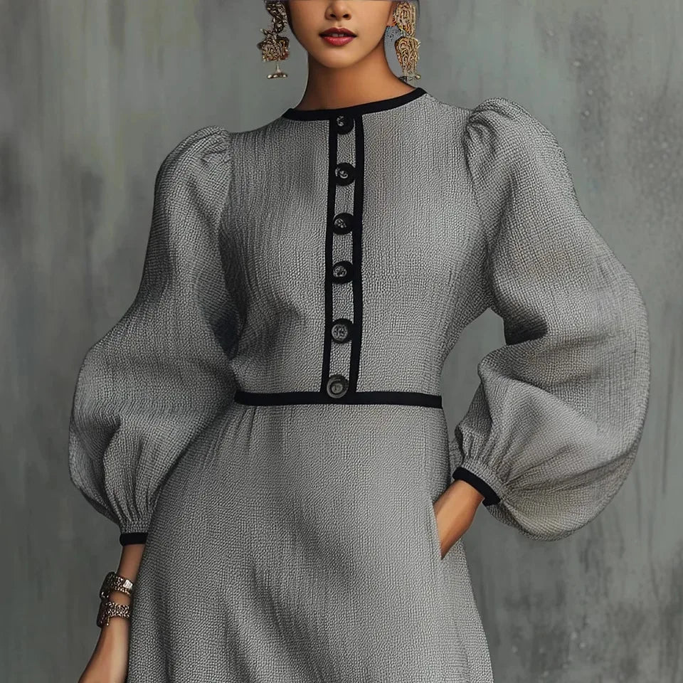 Elegant Lantern Sleeve Mini Dress
