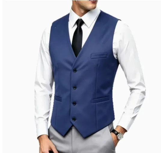 Men's Wedding Formal Suit Vest Slim Fit V-Neck Waistcoat Business Party Sleeveless Men's Clothing
