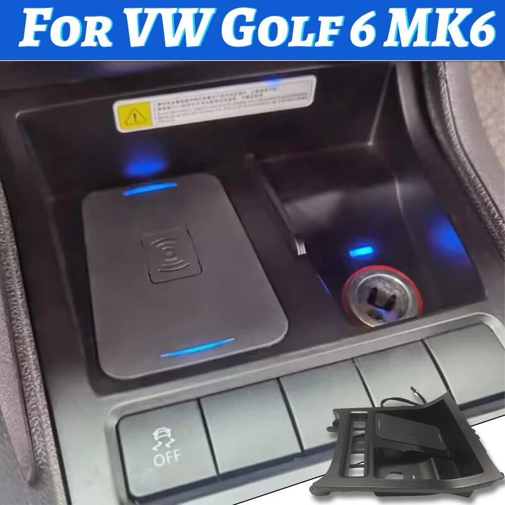 Car Wireless Charger For VW Golf 6 MK6 Scirocco Sagitar 2008-2013 Golf 5 mk5 Phone Holder Charging Panel Pad Accessories