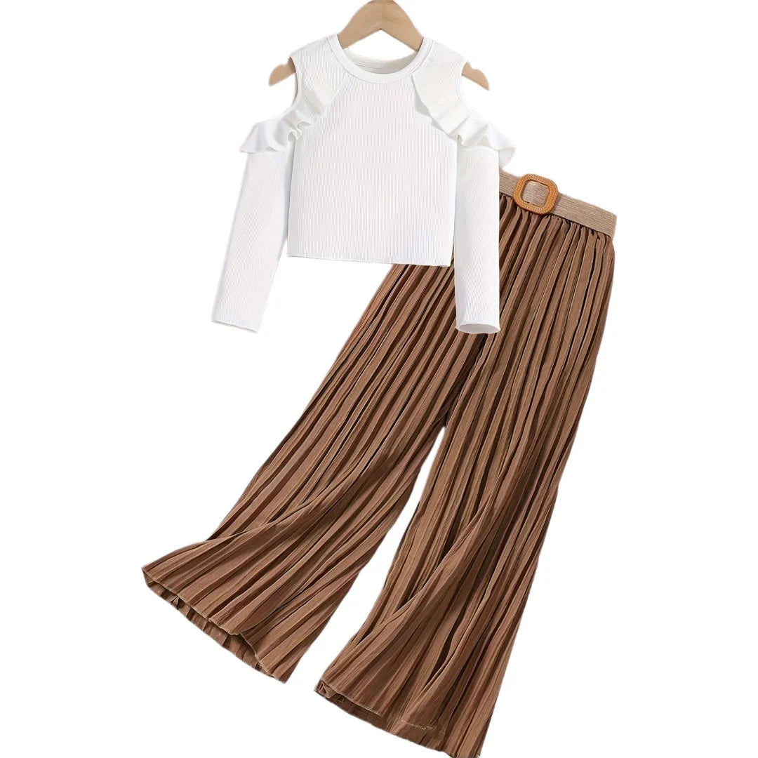 2025 Teen Girls' Clothes Long Sleeves Top + Pants 2pcs Set For Autumn Children Clothing Kids Girl Outfits For 8 9 10 11 12 Years