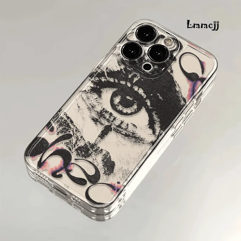 Lmmcjj Punk Eye Phone Case For iPhone 14 13 Mini 15 Pro Max 16 Plus 11 12 XR X XS Se 2020 7 8 Silicone Phone Cover iPhone Case