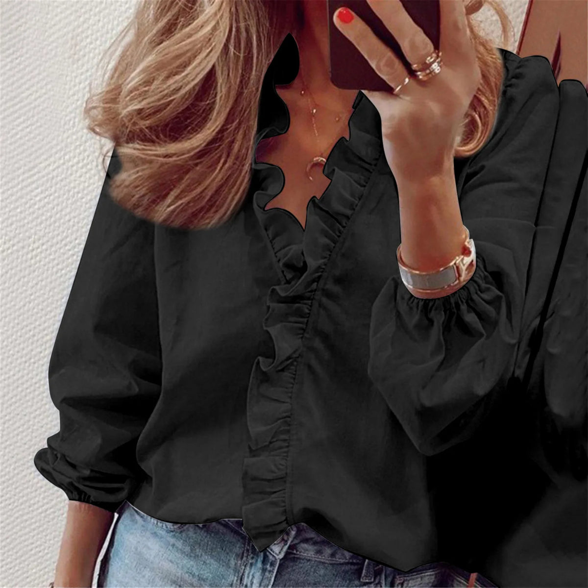 Women's Long-Sleeve Ruffled Shirt