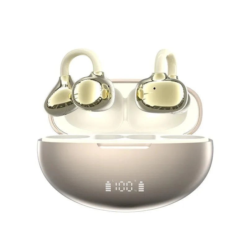 New Arrival Ear Clip-On Bluetooth Headphones Pain-Free Wear Powerful Noise Cancelling Long-Lasting Battery Built-in Mic
