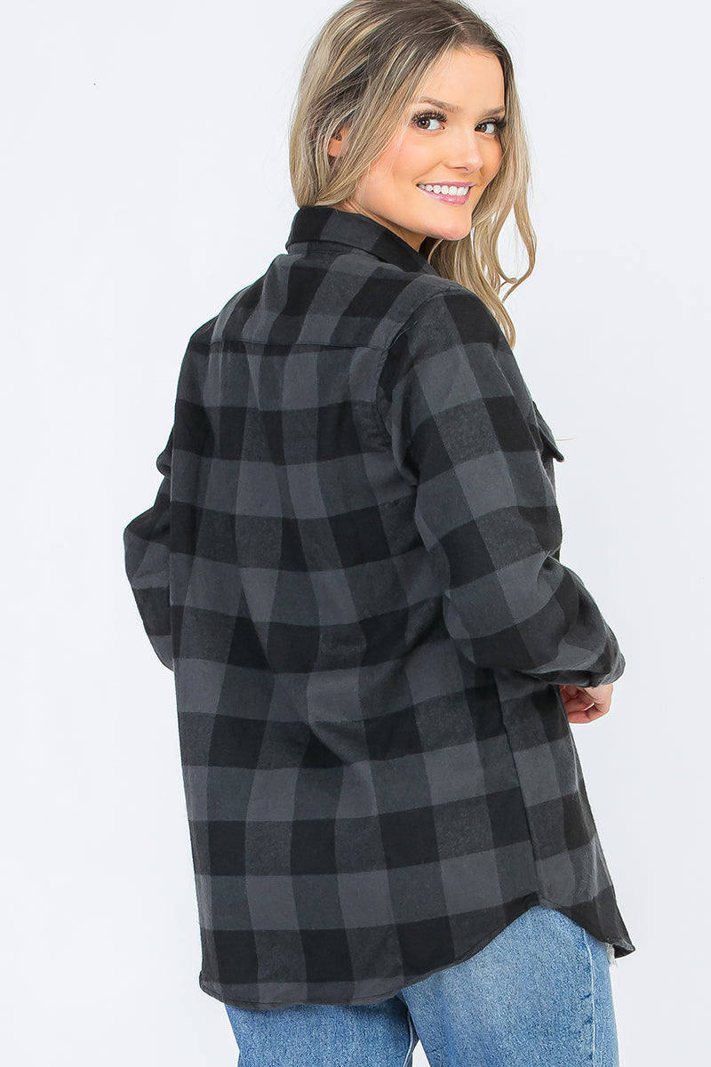 Oversize Boyfriend Plaid Checkered Flannel FL112