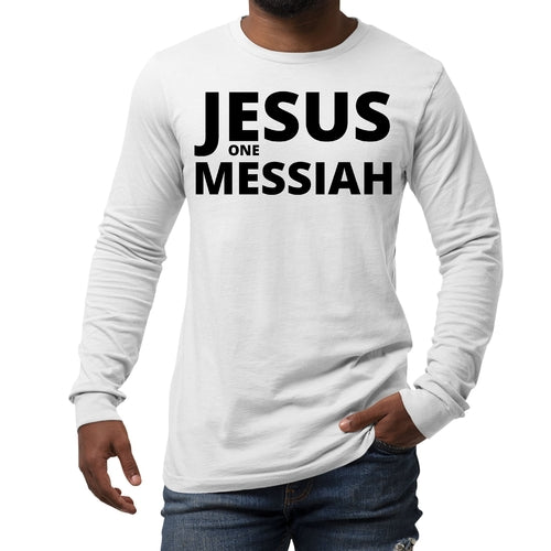 Mens Long Sleeve Graphic T-shirt Jesus one Messiah