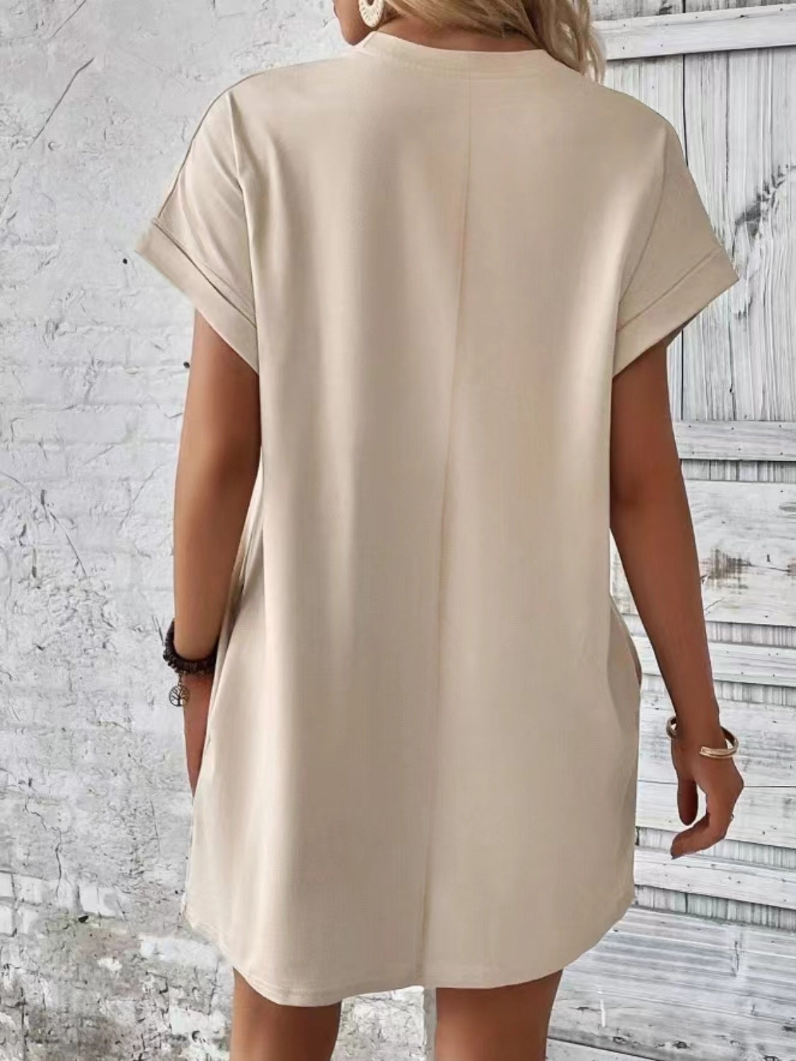 Women's Pocketed Round Sleeve Dress