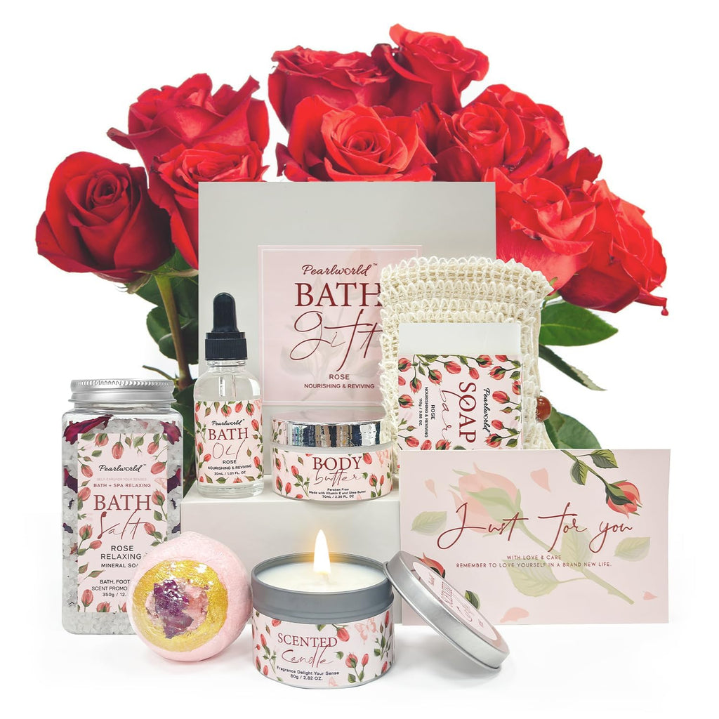 Lavender Spa Set for Women, Bath Set Self Care for Women, Nourishing 7 Piece Home Spa Set, Birthday Gift and a Gift for Mom