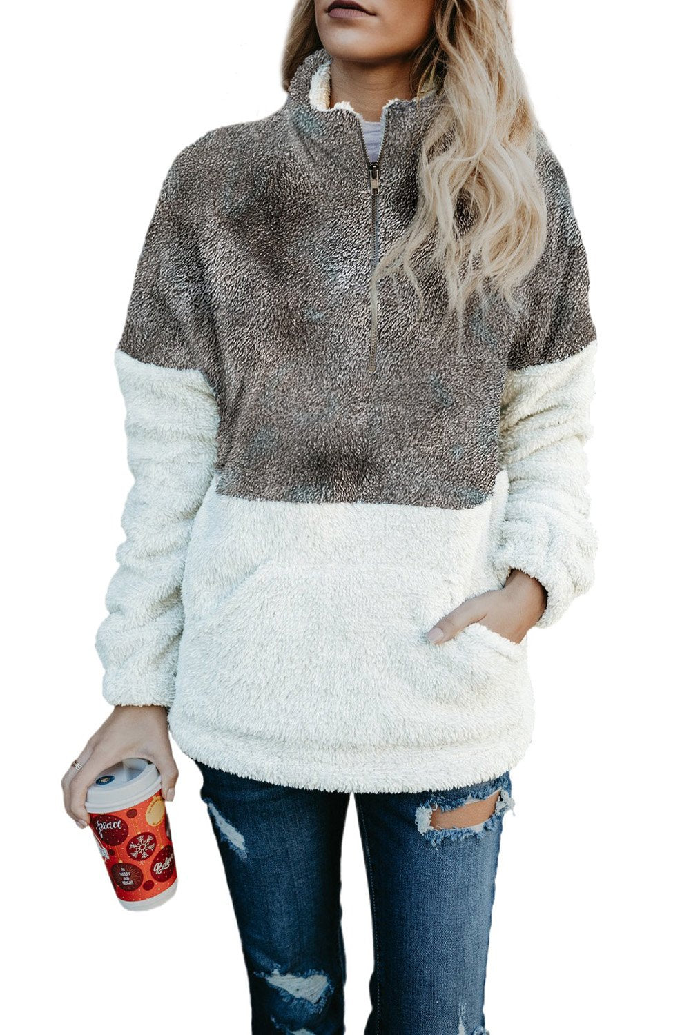 Oversized Fleece Pullover Sweatshirt