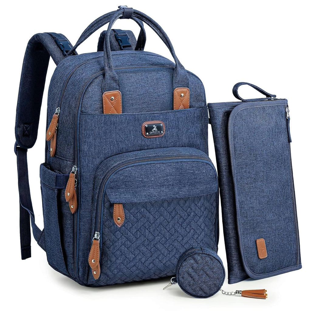 Dikaslon Diaper Bag Backpack with Portable Changing Pad, Pacifier Case and Stroller Straps, Large Unisex Baby Bags for Boys Girls, Multipurpose Travel Back Pack Moms Dads, Brown