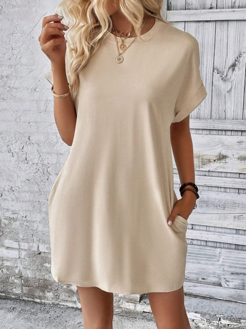 Women's Pocketed Round Sleeve Dress