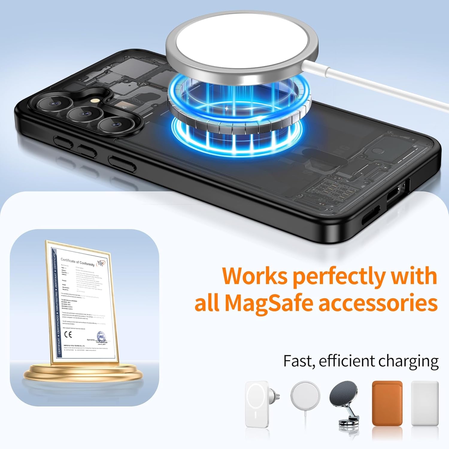 Gritup for Samsung Galaxy S24/S25 Case with 2 PCS Screen Protector (Compatible with Magsafe)(Military Grade Drop Protection) Slim Translucent Matte & Anti-Fingerprint Phone Cover for S24/S25,Black