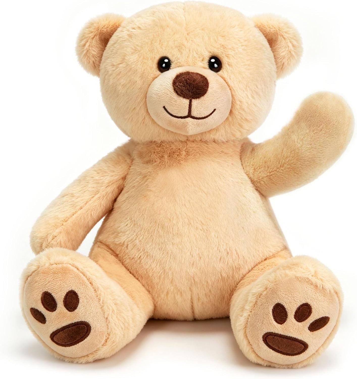 Lotfancy Teddy Bear Stuffed Animals, 10 Inch Soft Cuddly Plush Toys, Cute Plushies with Footprints, Stuffed Animals for Girls Kids Baby Toddlers, Baby Shower Easter Birthday Gift Decor, Light Brown