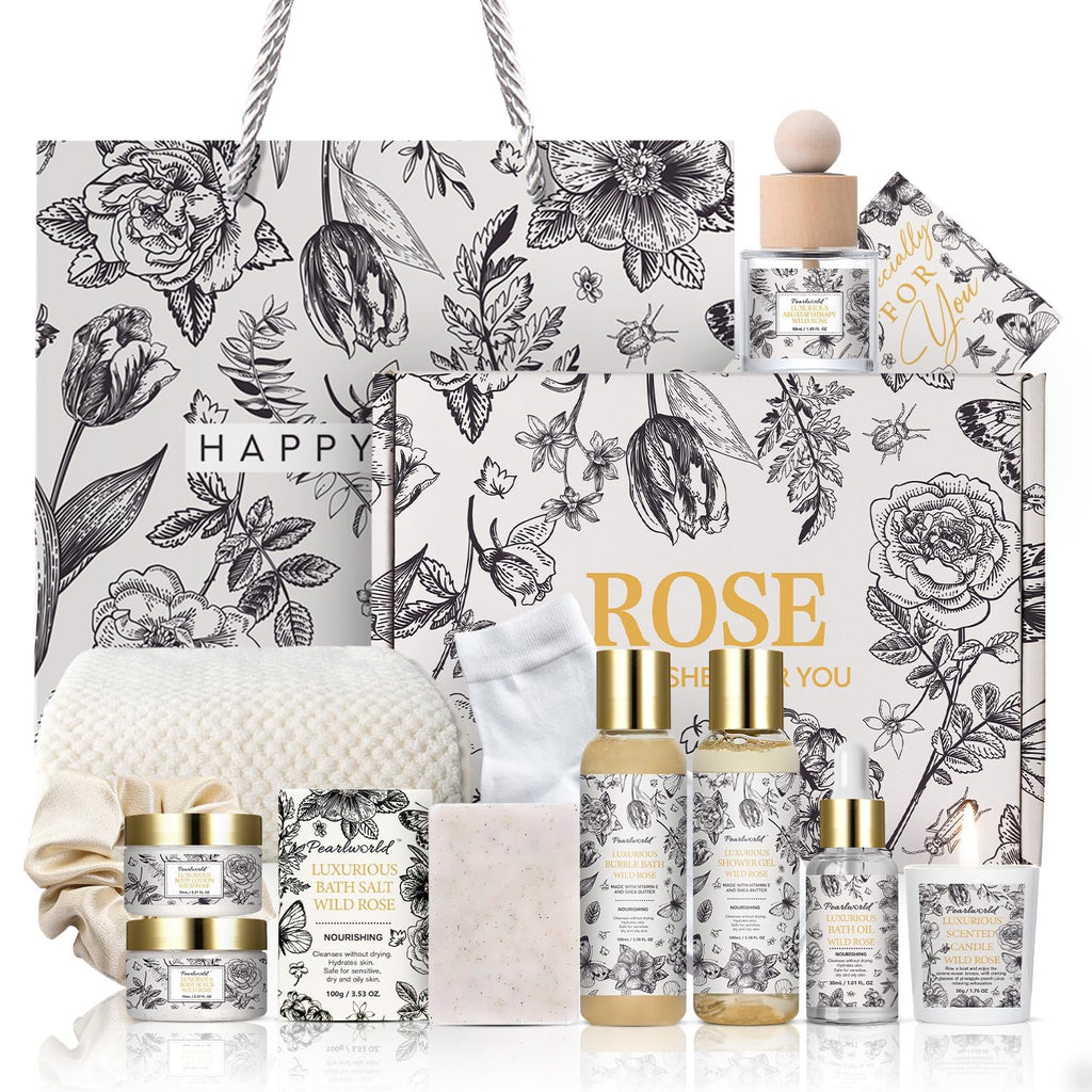 Lavender Spa Set for Women, Bath Set Self Care for Women, Nourishing 7 Piece Home Spa Set, Birthday Gift and a Gift for Mom
