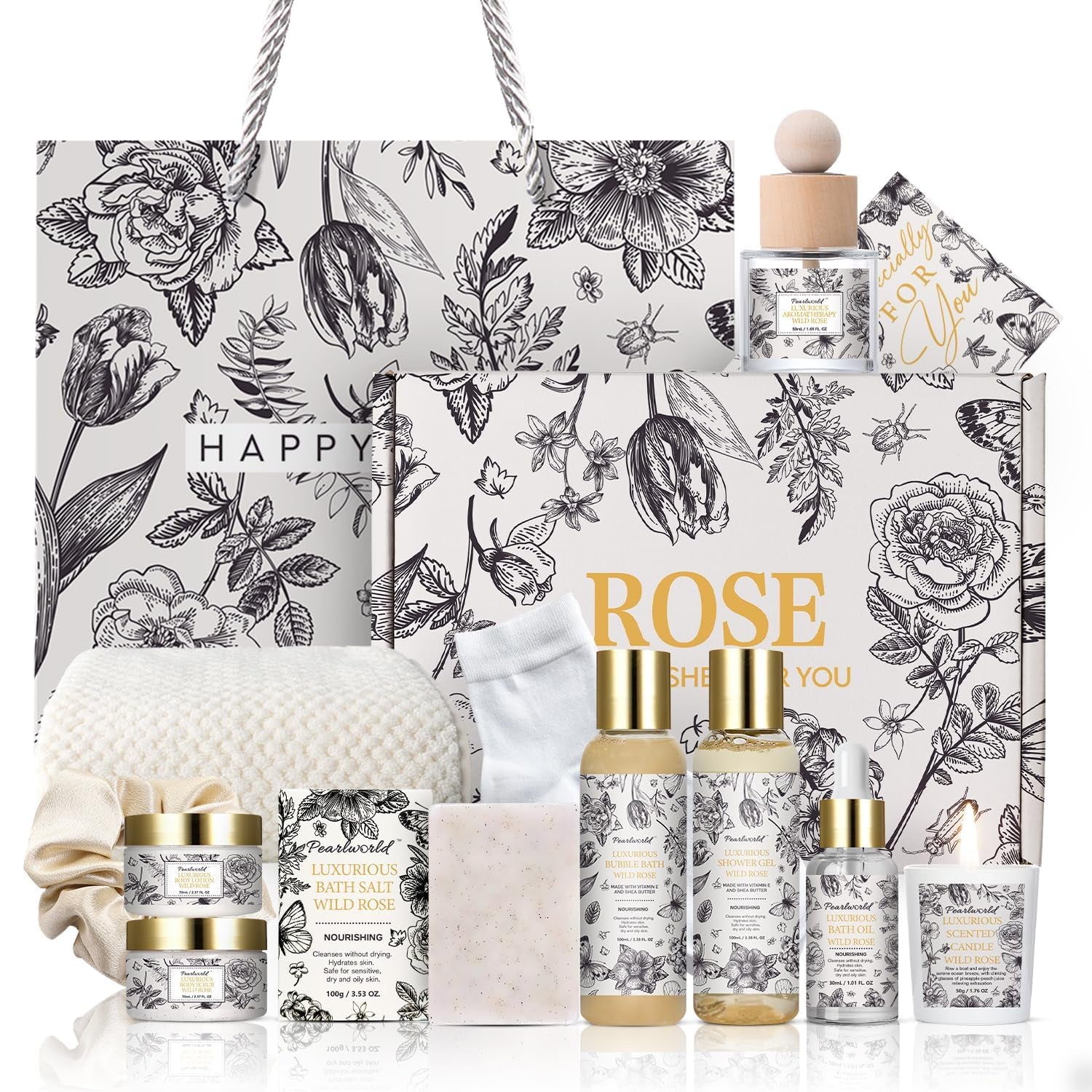 Lavender Spa Set for Women, Bath Set Self Care for Women, Nourishing 7 Piece Home Spa Set, Birthday Gift and a Gift for Mom