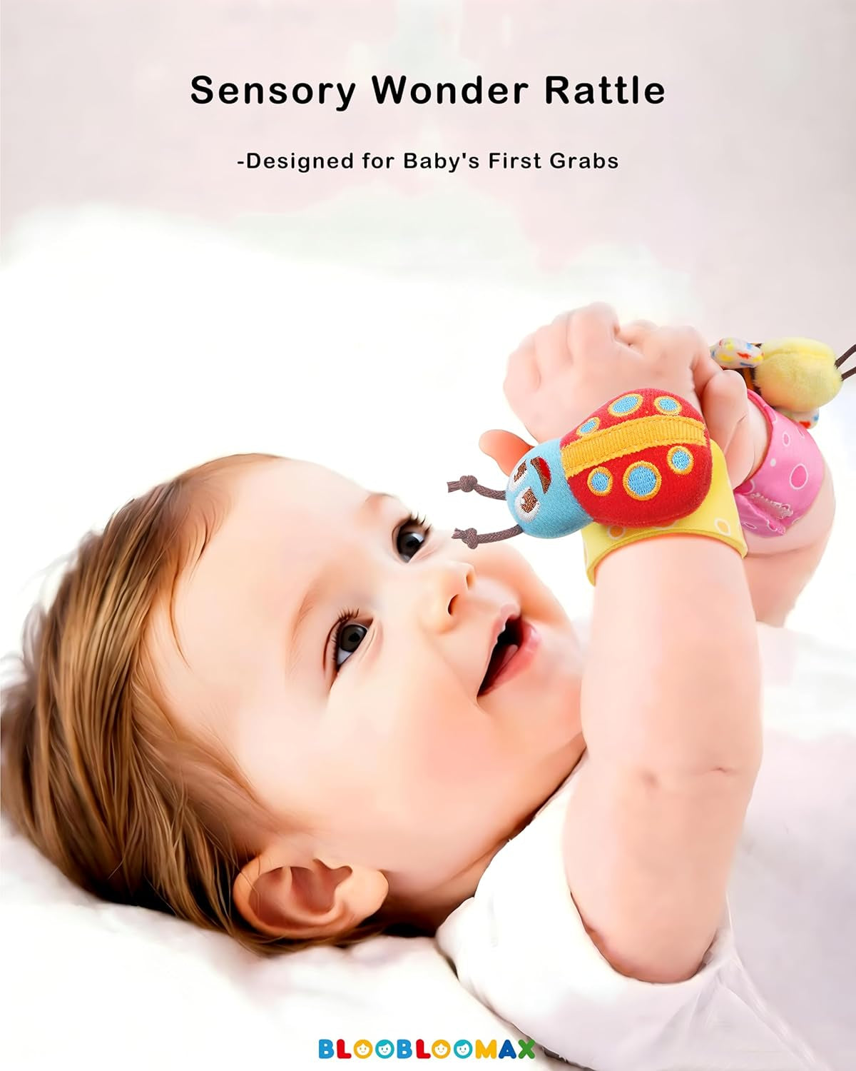 Bloobloomax Wrist Rattle Socks and Foot Finder Set, Infant Girl Boy Toys for Babies 0-36 Months, Newborn Hand & Foot Toys for 0 to 3 Years, Baby Shower Gifts Set