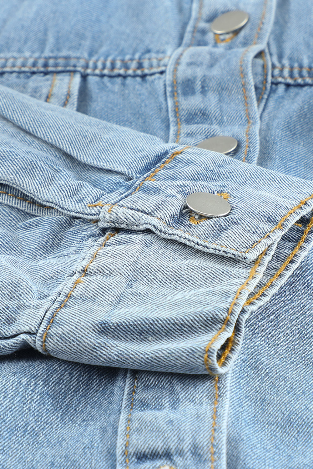 Sky Blue Raw Hem Buttoned Denim Jacket