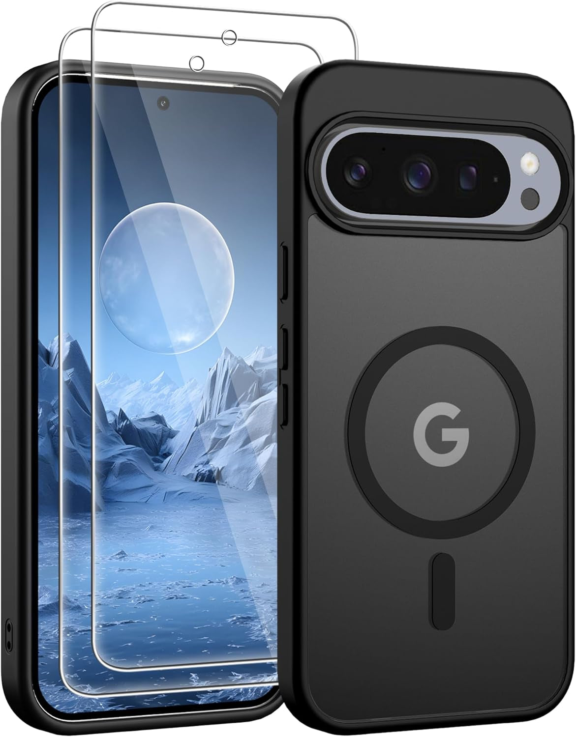 Gritup for Samsung Galaxy S24/S25 Case with 2 PCS Screen Protector (Compatible with Magsafe)(Military Grade Drop Protection) Slim Translucent Matte & Anti-Fingerprint Phone Cover for S24/S25,Black