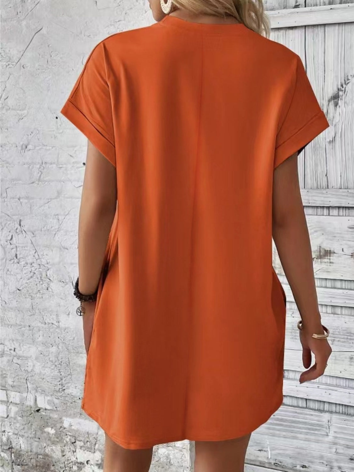 Women's Pocketed Round Sleeve Dress