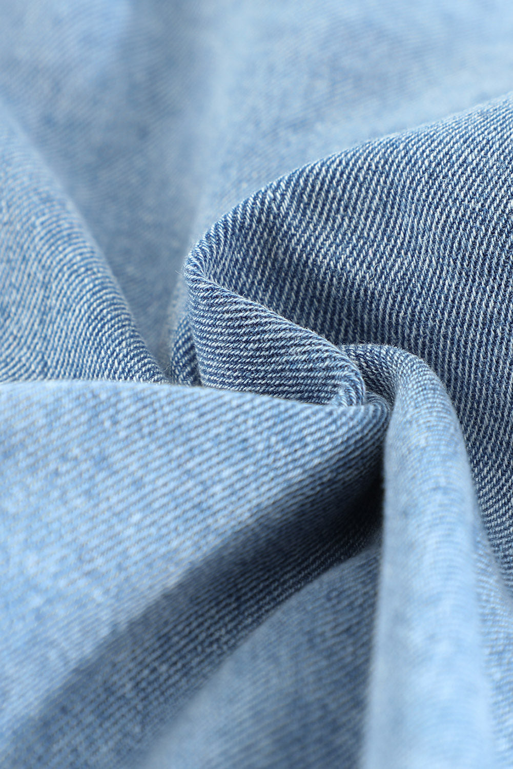 Sky Blue Raw Hem Buttoned Denim Jacket