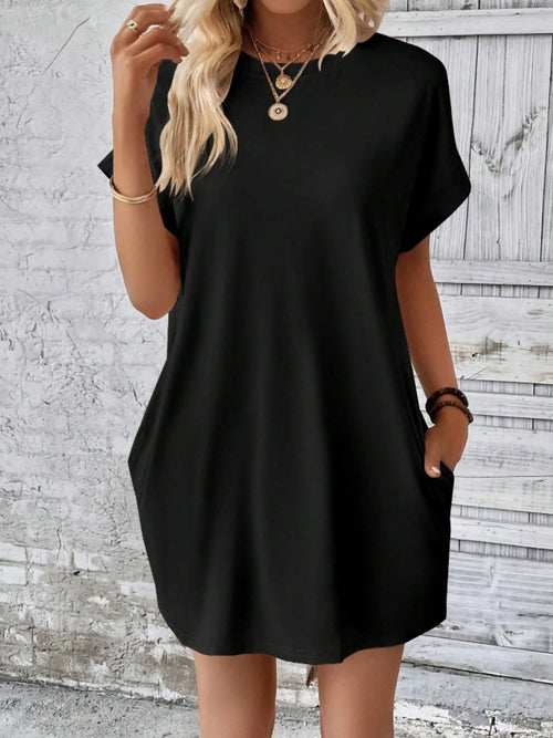 Women's Pocketed Round Sleeve Dress