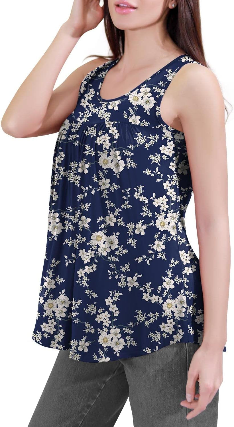 CATHY Women'S 2026 Summer Sleeveless Tank Vest Casual Ruffle Tunic Top Loose Comfy Blouse Tshirts, M, Floret White