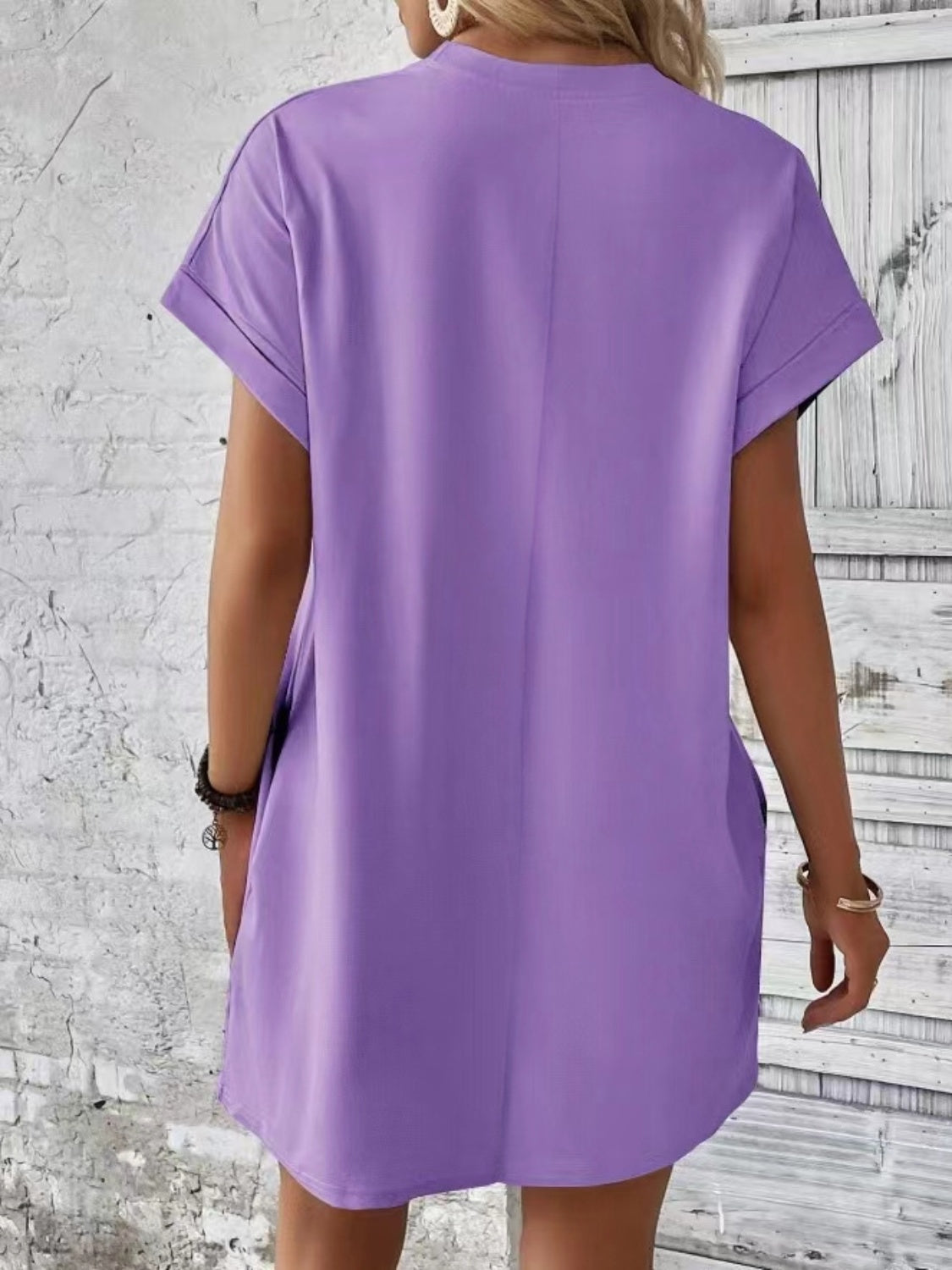 Women's Pocketed Round Sleeve Dress