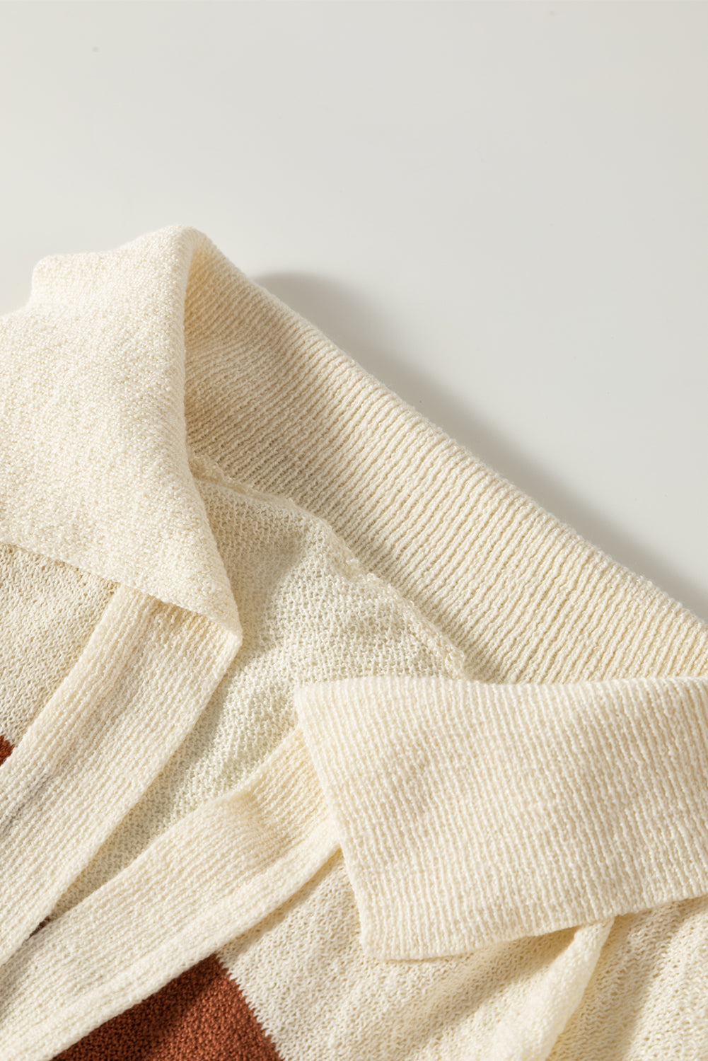 Stripes Collared Neck Corded Sweater