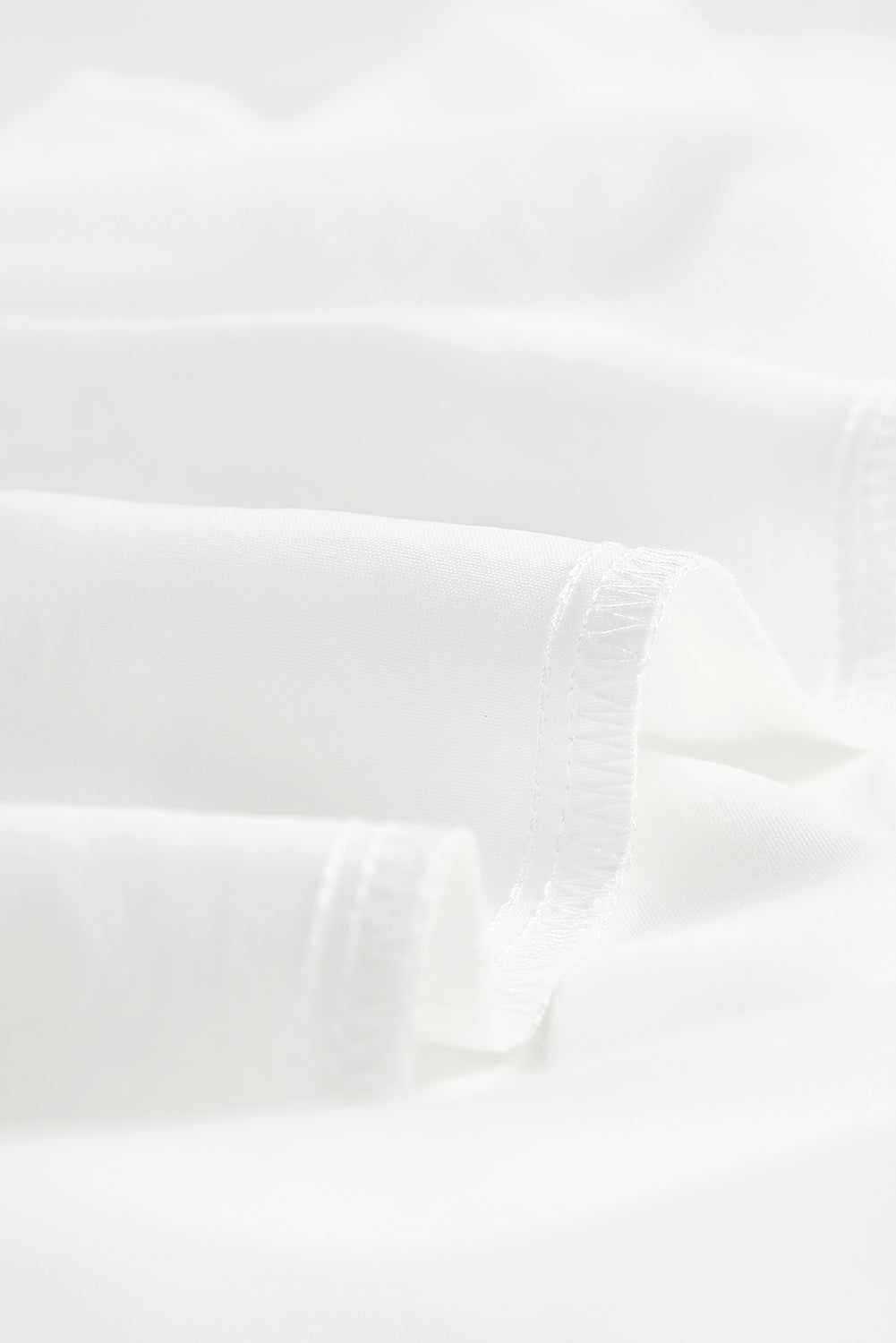 White Crew Neck Billowy Sleeve Blouse
