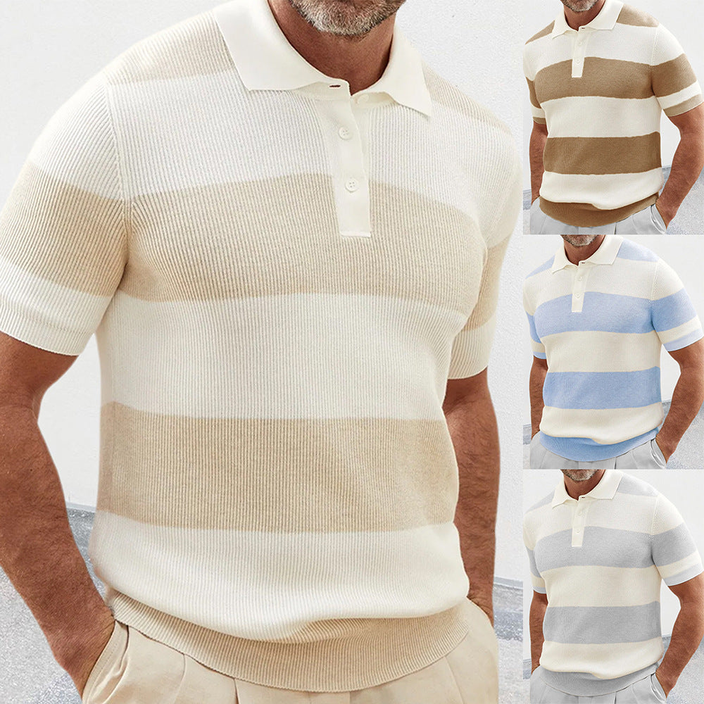 Men's Fashion Lapel Sweater Short Sleeve