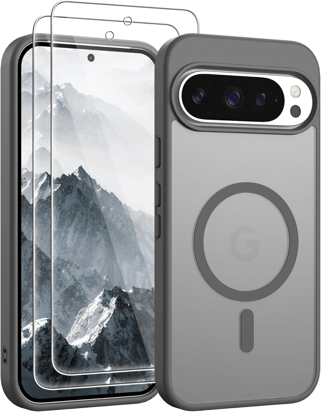 Gritup for Samsung Galaxy S24/S25 Case with 2 PCS Screen Protector (Compatible with Magsafe)(Military Grade Drop Protection) Slim Translucent Matte & Anti-Fingerprint Phone Cover for S24/S25,Black