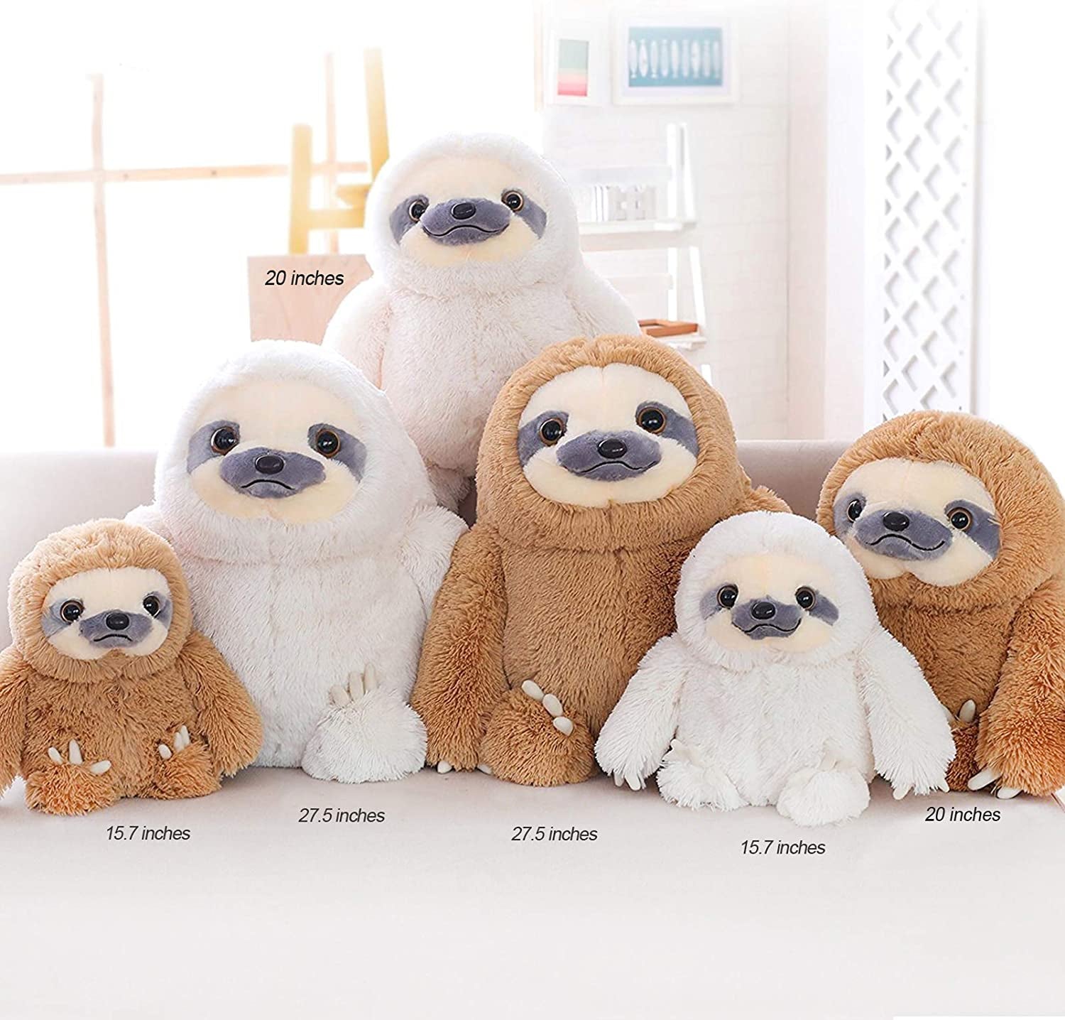 Winsterch Cute Sloth Stuffed Animal Toy,Small Plush Sloth Tedy Bear Stuffed Animal Toys for Kids Birthday Gift Baby Doll (Ivory,15.7 Inches)