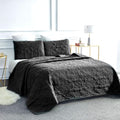 Sophia and William 2 Pieces Quilt Set Twin Size with 1 Quilt and 1 Pillow Sham, Reversible Microfiber Bedding Bedspread Coverlet Set, Cozy, Lightweight and Hypoallergenic, Black