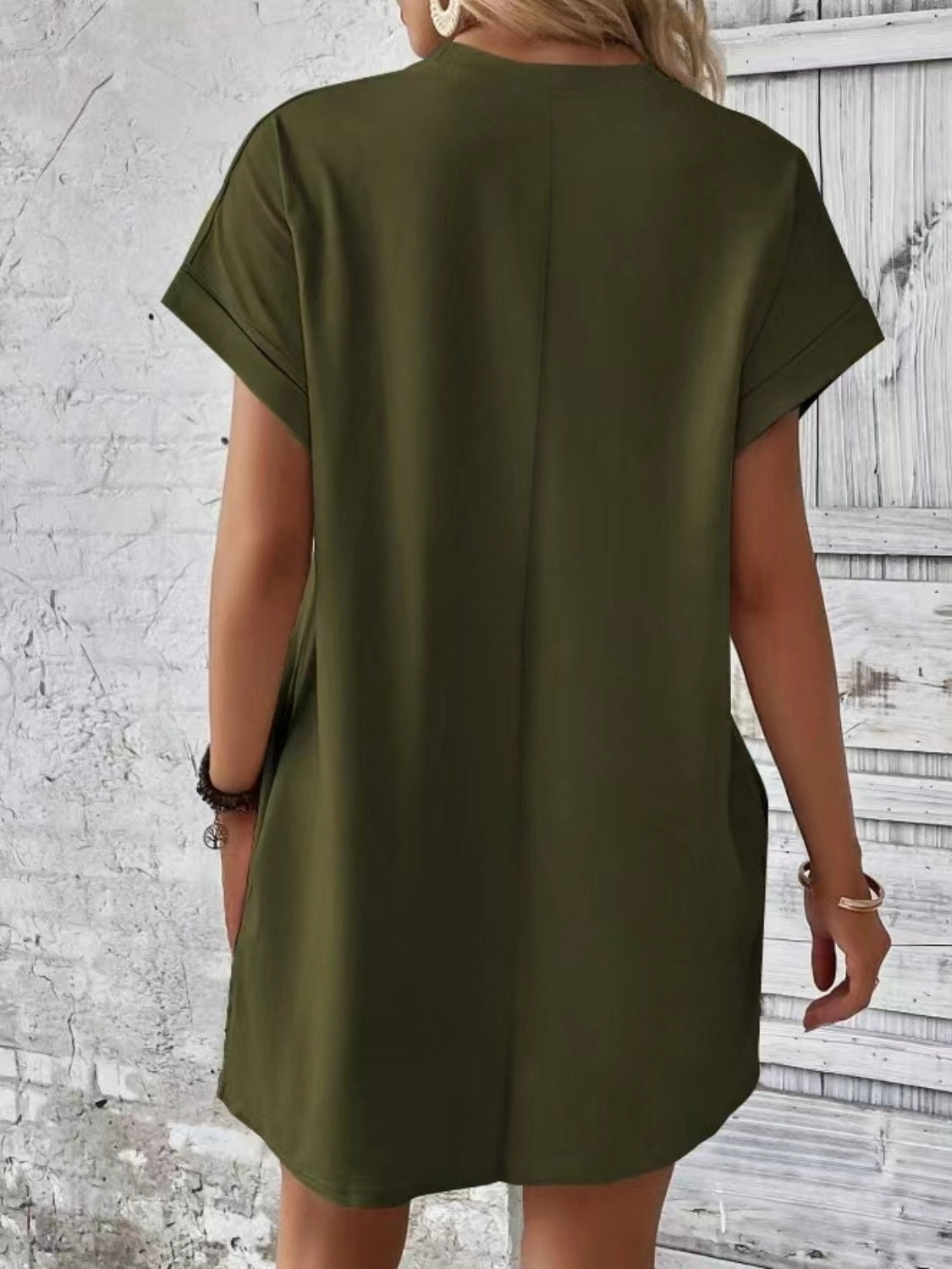 Women's Pocketed Round Sleeve Dress