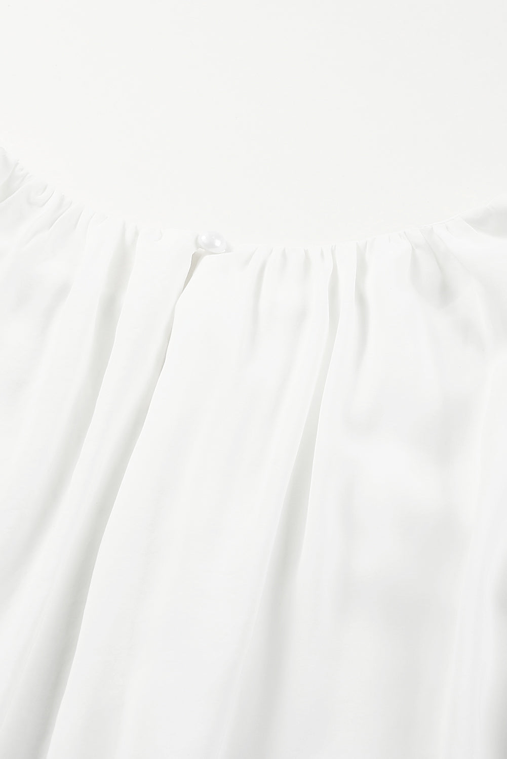 White Crew Neck Billowy Sleeve Blouse