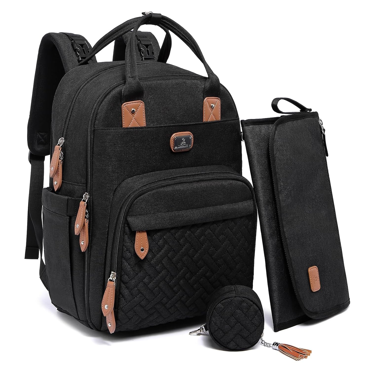 Dikaslon Diaper Bag Backpack with Portable Changing Pad, Pacifier Case and Stroller Straps, Large Unisex Baby Bags for Boys Girls, Multipurpose Travel Back Pack Moms Dads, Brown