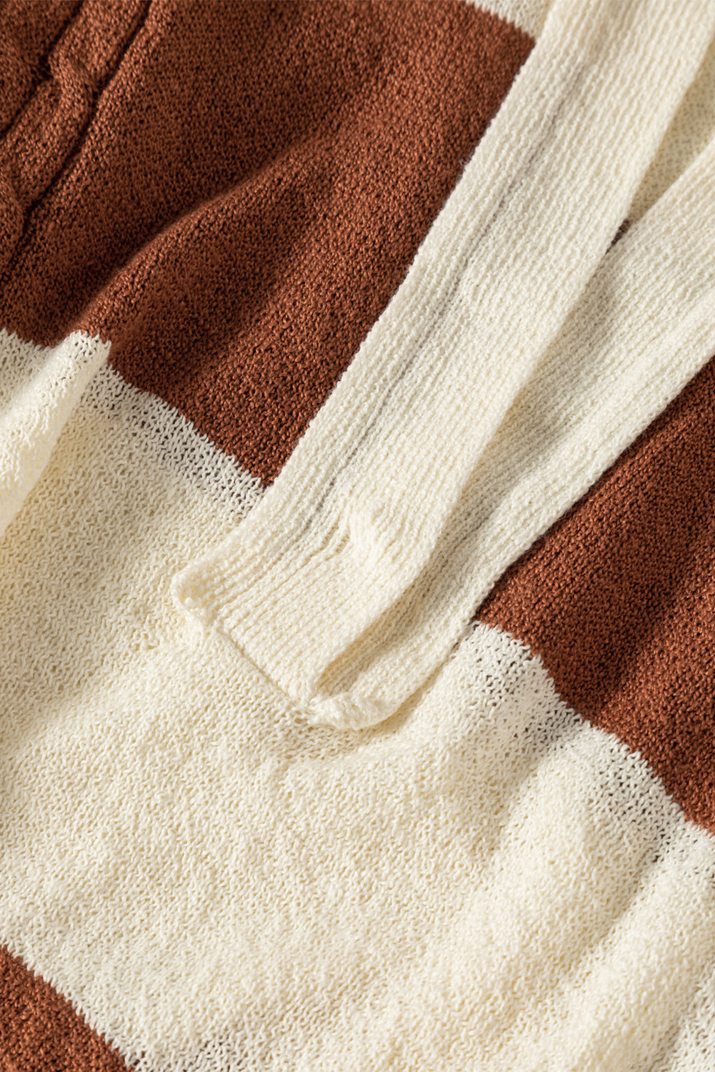 Stripes Collared Neck Corded Sweater