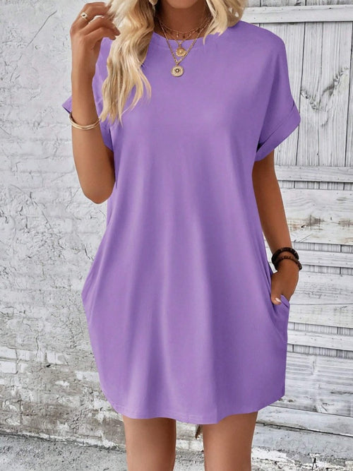 Women's Pocketed Round Sleeve Dress