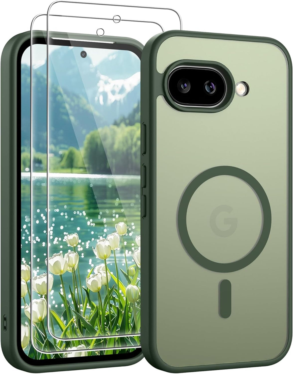 Gritup for Samsung Galaxy S24/S25 Case with 2 PCS Screen Protector (Compatible with Magsafe)(Military Grade Drop Protection) Slim Translucent Matte & Anti-Fingerprint Phone Cover for S24/S25,Black