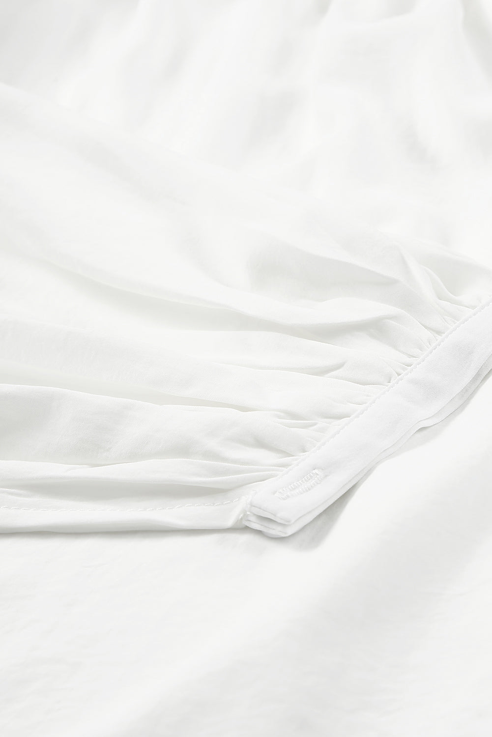 White Crew Neck Billowy Sleeve Blouse