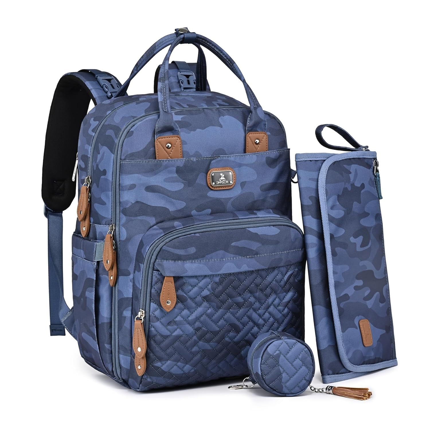 Dikaslon Diaper Bag Backpack with Portable Changing Pad, Pacifier Case and Stroller Straps, Large Unisex Baby Bags for Boys Girls, Multipurpose Travel Back Pack Moms Dads, Brown