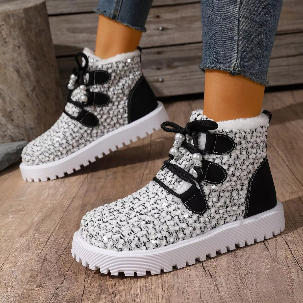 Sparkling Lace Up : Ankle Boots