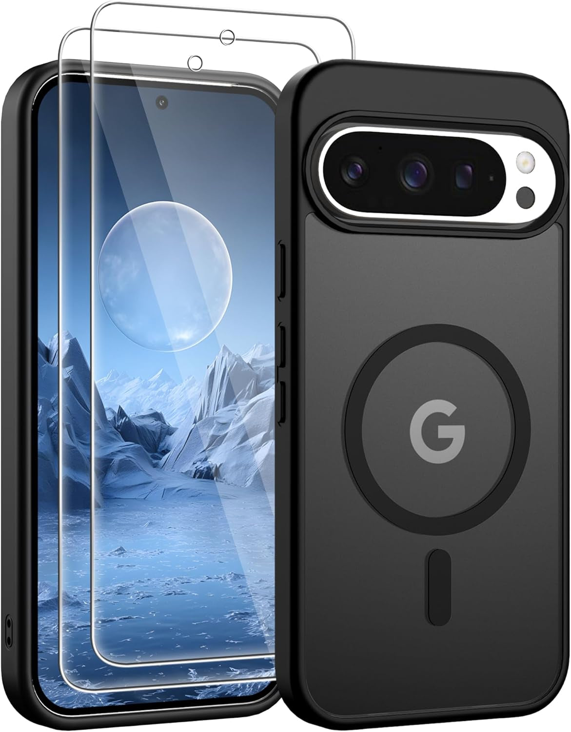 Gritup for Samsung Galaxy S24/S25 Case with 2 PCS Screen Protector (Compatible with Magsafe)(Military Grade Drop Protection) Slim Translucent Matte & Anti-Fingerprint Phone Cover for S24/S25,Black