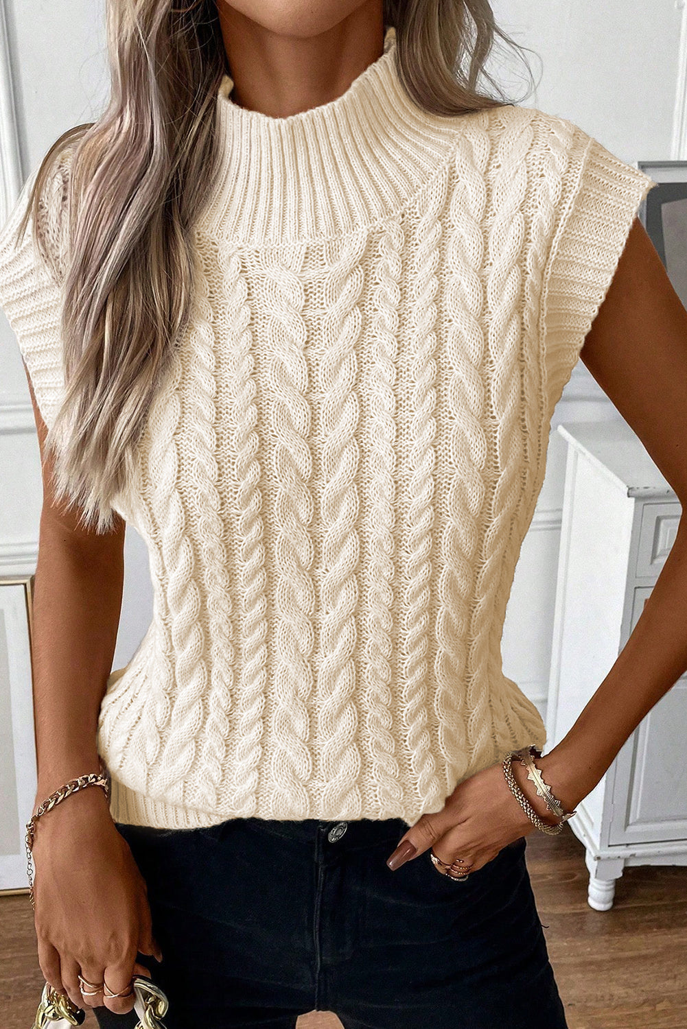Women's Knit High Neck Sweater Vest
